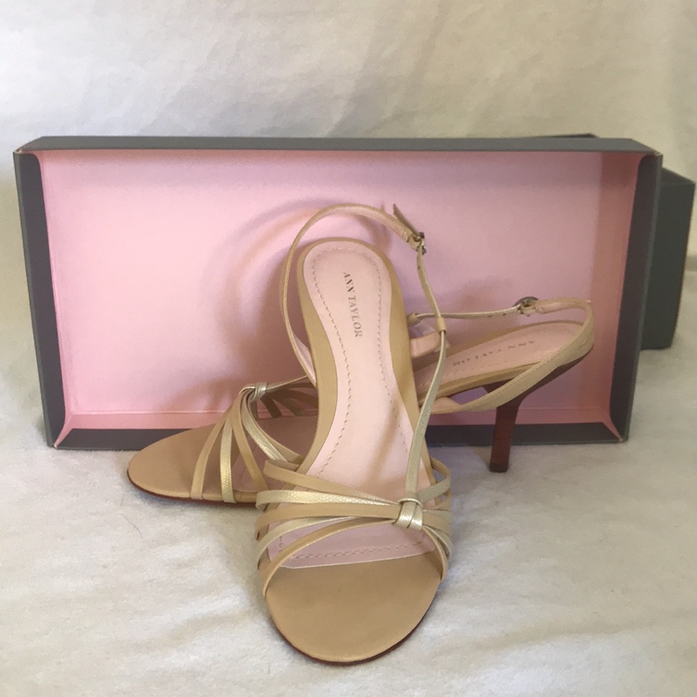 Ann Taylor Gold and Nude Strappy Heels - Picture 2 of 8